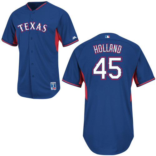 Derek Holland #45 MLB Jersey-Texas Rangers Men's Authentic 2014 Cool Base BP Baseball Jersey